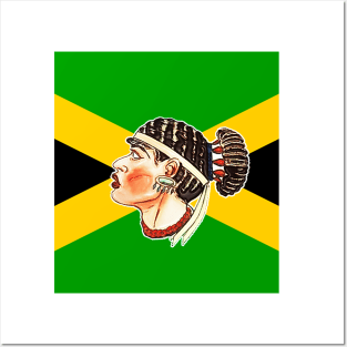 Black girl with Jamaican flag Posters and Art